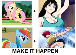 Size: 671x492 | Tagged: safe, imported from derpibooru, fluttershy, rainbow dash, air master, bouncing, bouncing breasts, breasts, exploitable meme, female, make it happen, meme