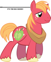 Size: 806x990 | Tagged: safe, imported from derpibooru, big macintosh, earth pony, pony, big show, male, simple background, solo, song reference, stallion, transparent background, vector, wwe