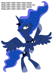 Size: 734x999 | Tagged: safe, imported from derpibooru, princess luna, female, limp bizkit, rollin', simple background, solo, song reference, undertaker, wwe