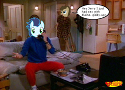 Size: 500x362 | Tagged: safe, edit, imported from derpibooru, doctor whooves, soarin', time turner, chat bubble, seinfeld