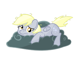 Size: 990x796 | Tagged: safe, artist:hip-indeed, imported from derpibooru, derpy hooves, pegasus, pony, cloud, female, mare, sad, solo