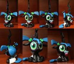 Size: 1024x892 | Tagged: safe, artist:aplexpony, imported from derpibooru, queen chrysalis, changeling, changeling queen, nymph, baby, craft, cute, cutealis, diaper, female, hnnng, irl, pacifier, photo, pigtails, sculpture, solo, younger