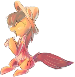 Size: 1029x1056 | Tagged: safe, imported from derpibooru, oc, oc only, oc:maría teresa de los ponyos paguetti, /mlp/, crystallized, drawfag, eyes closed, happy, open mouth, sitting, smiling, solo, ya es hora, ñ