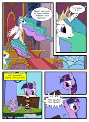 Size: 762x1048 | Tagged: safe, artist:lazingabout94, imported from derpibooru, princess celestia, twilight sparkle, comic, royal guard