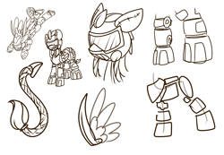 Size: 4000x2773 | Tagged: safe, artist:inlucidreverie, imported from derpibooru, oc, oc only, pegasus, pony, fallout equestria, armor, simple background, sketch, white background