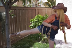 Size: 800x534 | Tagged: safe, artist:grim-tales, imported from derpibooru, applejack, human, bucking, clothes, cosplay, gloves, irl, irl human, photo