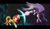 Size: 3500x2000 | Tagged: safe, artist:sevenada, imported from derpibooru, sunset shimmer, twilight sparkle, twilight sparkle (alicorn), alicorn, pony, unicorn, duo, female, fight, glowing eyes, magic, mare