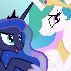 Size: 4000x4000 | Tagged: safe, artist:selenophile, imported from derpibooru, princess celestia, princess luna, absurd resolution, vector