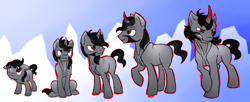 Size: 4234x1726 | Tagged: safe, artist:wolframclaws, imported from derpibooru, king sombra, age progression, angry, colt, male, stallion, teenager, younger