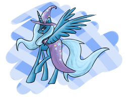 Size: 2761x2121 | Tagged: safe, artist:wolframclaws, imported from derpibooru, trixie, alicorn, pony, alicornified, female, race swap, simple background, smiling, solo, transparent background, trixiecorn