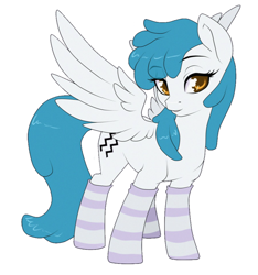 Size: 900x960 | Tagged: safe, artist:sugarcup, imported from derpibooru, oc, oc only, pegasus, pony, clothes, socks, solo, striped socks