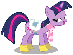 Size: 954x715 | Tagged: safe, artist:kopachris, imported from derpibooru, twilight sparkle, pony, unicorn, winter wrap up, bedroom eyes, boots, clothes, female, kinky, mare, open mouth, saddle, scarf, simple background, solo, svg, transparent background, unicorn twilight, vector