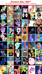 Size: 1440x2560 | Tagged: safe, imported from derpibooru, amethyst star, applejack, big macintosh, bon bon, bulk biceps, caramel, derpy hooves, dinky hooves, discord, iron will, king sombra, lyra heartstrings, nightmare moon, pinkie pie, princess celestia, princess luna, queen chrysalis, rainbow dash, rarity, scootaloo, snails, snips, sparkler, spike, sunshower raindrops, sweetie drops, trixie, twilight sparkle, oc, oc:fluffle puff, alicorn, earth pony, minotaur, pony, android 16, android 18, babidi, bulma, cast, chart, chiaotzu, chichi, crossover, dabura, demon king piccolo, dragon ball, dragon ball z, fat boo, fat buu, freeza, frieza, gohan, goku, goten, hercule, kami, kid boo, kid buu, kid trunks, king piccolo, krillin, majin boo, majin buu, male, mr. satan, mr.popo, parody, piccolo (dbz), piccolo (dragon ball), son gohan, son goku, son goten, spopovich, stallion, tenshinhan, tien shinhan, trunks, trunks (dragon ball), vegeta, yamcha, yamcha's death pose, yamu