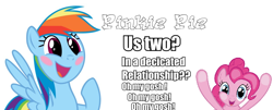 Size: 1256x506 | Tagged: safe, imported from derpibooru, pinkie pie, rainbow dash, female, lesbian, meme, pinkiedash, shipping