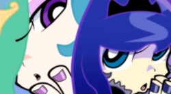 Size: 506x280 | Tagged: safe, artist:kleekay423, imported from derpibooru, princess celestia, princess luna, human, humanized, light skin, nail polish, panty and stocking with garterbelt, style emulation