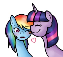 Size: 774x700 | Tagged: safe, artist:sarath-15, imported from derpibooru, rainbow dash, twilight sparkle, blushing, female, heart, lesbian, licking, shipping, twidash