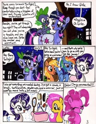 Size: 789x1013 | Tagged: safe, artist:newyorkx3, imported from derpibooru, applejack, fluttershy, pinkie pie, rainbow dash, twilight sparkle, alicorn, pony, comic:twilight and the big city, comic, female, mare, traditional art, twilight sparkle (alicorn)