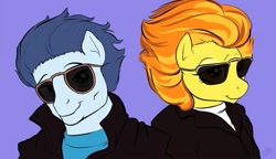Size: 783x450 | Tagged: safe, artist:zoomboomerz, imported from derpibooru, soarin', spitfire, anthro, sunglasses