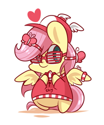 Size: 800x960 | Tagged: safe, artist:php56, imported from derpibooru, fluttershy, chibi, clothes, cute, female, hat, solo, sunglasses, swag