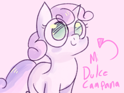 Size: 1024x768 | Tagged: artist needed, dead source, safe, imported from derpibooru, sweetie belle, female, solo, spanish, translated in the comments