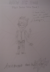 Size: 2250x3269 | Tagged: safe, artist:platin17, imported from derpibooru, flash sentry, doll, exploitable meme, flash sentry savior of the universe, meme, monochrome, pencil drawing, sketch, traditional art