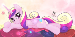 Size: 1850x900 | Tagged: safe, artist:joakaha, imported from derpibooru, princess cadance, alicorn, female, heart, mare, solo