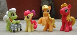 Size: 1280x586 | Tagged: safe, imported from derpibooru, apple bloom, applejack, granny smith, blind bag, irl, photo, toy