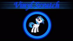 Size: 1920x1080 | Tagged: safe, artist:djthunderbolt, imported from derpibooru, dj pon-3, vinyl scratch, pony, unicorn, circle, cutie mark, female, glasses, hooves, horn, mare, smiling, solo, sunglasses, text, vector, wallpaper