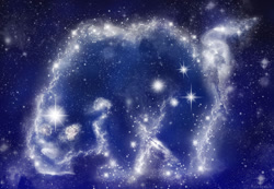 Size: 1024x709 | Tagged: safe, artist:rainspeak, imported from derpibooru, bear, ursa, ursa minor, 2013, night, sky, stars, the cosmos