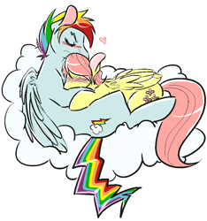 Size: 780x833 | Tagged: safe, artist:cleppyclep, imported from derpibooru, fluttershy, rainbow dash, blushing, butterblitz, butterscotch, cloud, cuddling, flutterdash, gay, heart, male, rainbow blitz, rule 63, shipping, snuggling