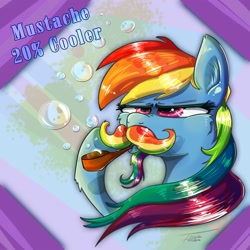 Size: 2000x2000 | Tagged: safe, artist:pimander1446, imported from derpibooru, rainbow dash, bubble pipe, facial hair, female, goatee, mousdash, moustache, solo