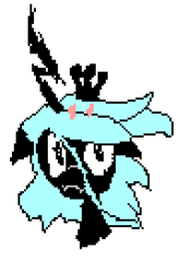 Size: 363x548 | Tagged: safe, artist:prot, imported from derpibooru, queen chrysalis, cute, fangs, female, looking at you, pixel art, portrait, smiling, solo, sprite