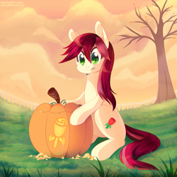 Size: 871x871 | Tagged: safe, artist:pekou, imported from derpibooru, roseluck, cutie mark, female, halloween, holiday, jack-o-lantern, pumpkin, rose, solo