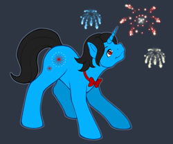 Size: 1200x1000 | Tagged: safe, artist:clemikou, imported from derpibooru, oc, oc only, pony, unicorn, bow, bowtie, fireworks, night, solo