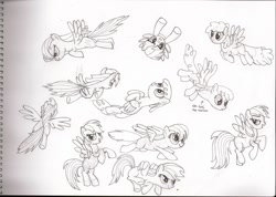 Size: 1751x1246 | Tagged: safe, imported from derpibooru, rainbow dash, monochrome, sketch, traditional art