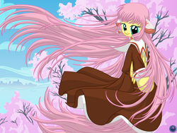 Size: 4500x3375 | Tagged: safe, artist:template93, imported from derpibooru, fluttershy, absurd resolution, chii, chobits, crossover, female, long mane, solo