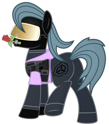 Size: 6240x7080 | Tagged: safe, artist:radiationalpha, imported from derpibooru, oc, oc only, earth pony, pony, absurd resolution, armor, equestrian foundation, faint discharge, rose, scp, scp foundation, simple background, solo, tape, transparent background, tumblr, vector, wat