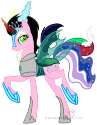 Size: 1081x1402 | Tagged: dead source, safe, artist:diigii-doll, imported from derpibooru, diamond tiara, discord, king sombra, nightmare moon, queen chrysalis, oc, oc only, amalgamation, female, meme, simple background, solo, tiara ultima, transparent background, vector