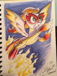 Size: 769x1024 | Tagged: safe, artist:andypriceart, imported from derpibooru, pony, firestar (marvel), marvel, ponified, solo, traditional art