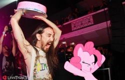 Size: 560x359 | Tagged: safe, imported from derpibooru, pinkie pie, human, irl, irl human, photo, steve aoki