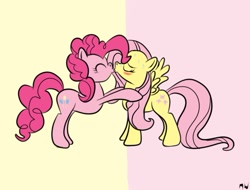 Size: 625x475 | Tagged: safe, artist:midnight-wizard, imported from derpibooru, fluttershy, pinkie pie, earth pony, pegasus, pony, duo, female, flutterpie, kiss on the lips, kissing, lesbian, mare, shipping