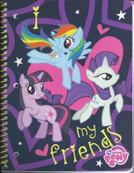 Size: 4934x6368 | Tagged: safe, imported from derpibooru, rainbow dash, rarity, twilight sparkle, absurd resolution, merchandise, notebook, official, special face