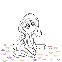 Size: 550x550 | Tagged: safe, artist:midnight-wizard, imported from derpibooru, fluttershy, butterfly, cute, female, flower, solo