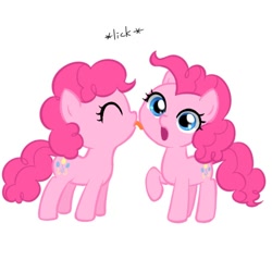 Size: 500x500 | Tagged: safe, artist:apzzang, imported from derpibooru, pinkie pie, ask, ask-grow-pinkie, cute, diapinkes, licking, self ponidox