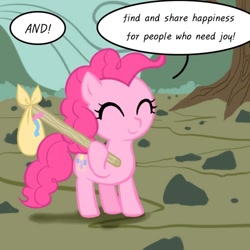 Size: 500x500 | Tagged: safe, artist:apzzang, imported from derpibooru, pinkie pie, ask, ask-grow-pinkie, bindle, female, solo, younger