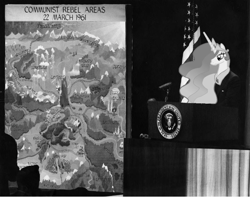 Size: 720x568 | Tagged: safe, edit, imported from derpibooru, princess celestia, pony, american presidents, communism, equestria, irl, john f. kennedy, map, parody, photo, ponies in real life, ponified, president, solo