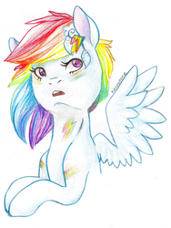 Size: 800x1062 | Tagged: safe, artist:neuropone, imported from derpibooru, rainbow dash, female, solo, traditional art