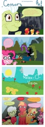 Size: 1024x2836 | Tagged: safe, artist:php25, deleted from derpibooru, imported from derpibooru, apple bloom, applejack, big macintosh, granny smith, pinkie pie, rarity, earth pony, giant crab, pony, pinkie apple pie, freakazoid, ketchup zombie, male, rarity fighting a giant crab, stallion