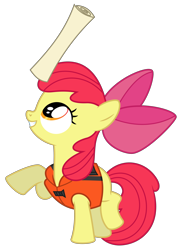 Size: 5000x6888 | Tagged: safe, artist:masem, imported from derpibooru, apple bloom, earth pony, pony, pinkie apple pie, absurd resolution, female, filly, foal, lifejacket, map, simple background, solo, transparent background, vector