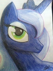 Size: 1936x2592 | Tagged: safe, artist:monakaliza, imported from derpibooru, princess luna, female, solo, traditional art